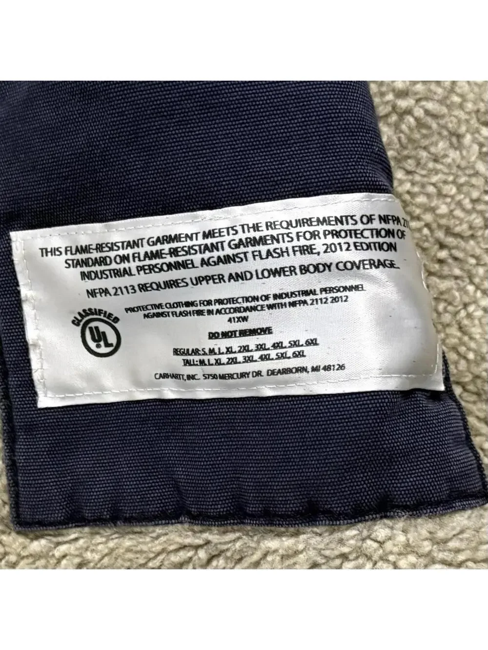 Carhartt Vest Mens Small Blue Flame Resistant Mock Neck Sherpa Lined Safety